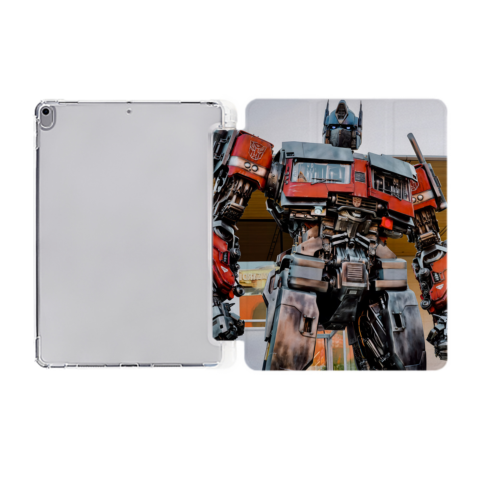 （画像用） Transformers トランスフォーマー IPad ケース ペン収納付き 三つ折りスタンド PUレザー×シリコン 対応機種9.5/10.5/10.9インチ